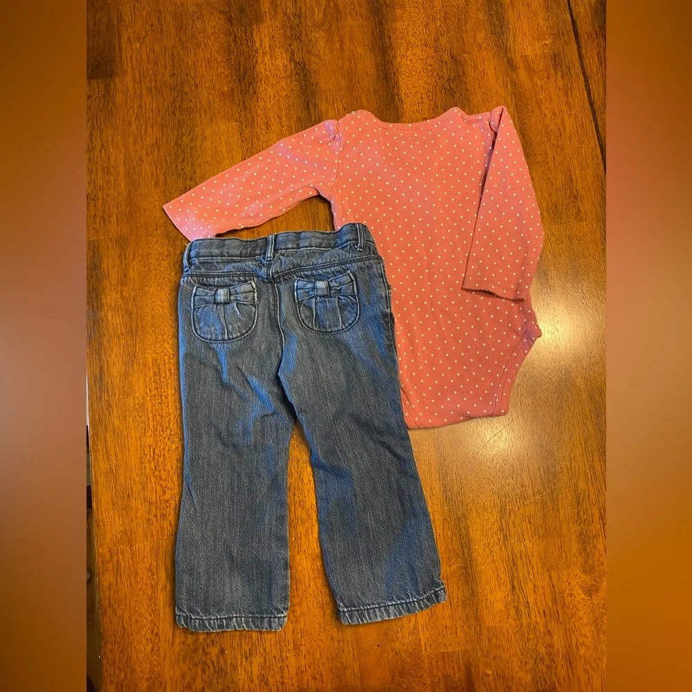 Gymboree jeans, size 18–24 month and Carter’s bunny shirt, size 18 months